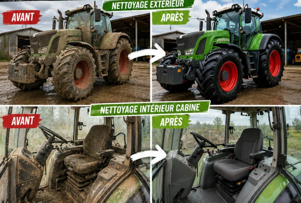 nettoyage de tracteur